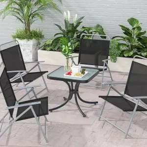 Costway 50cm Square Patio Table In/Outdoor Compact Metal Side Table w/ Tempered Glass Top