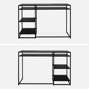 sweeek. 2-shelf desk in black metal Industrielle Black 120x50x75 cm