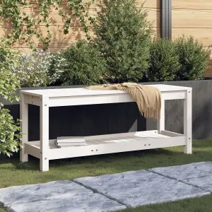 Berkfield Garden Bench White 108x35x45 cm Solid Wood Pine