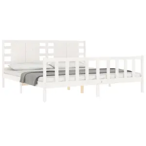 Berkfield Bed Frame with Headboard White 200x200 cm Solid Wood