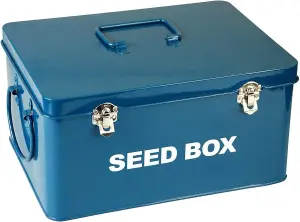 simpa Blue Seed Storage Utility Tin with 10PK Starter Vegetable & Flower Seed Packets.