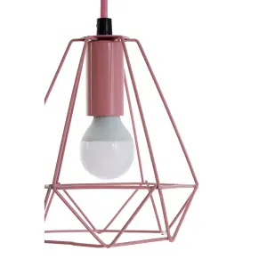 Interiors by Premier Beli Pink Metal Wire Pendant Light