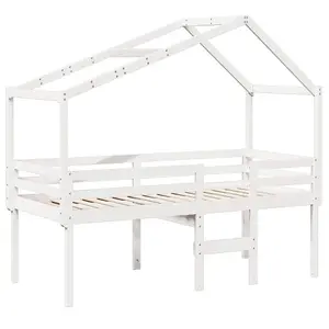 Berkfield High Sleeper Bed without Mattress White 90x200 cm Solid Wood Pine