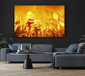 Golden Slash Flowers Canvas Print Wall Art - Medium 20 x 32 Inches