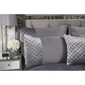 Glamour Microfiber Solid Colour Duvet Cover Set with Pillow Shams Silver / Super King Duvet Cover + 2 Standard Pillowcases