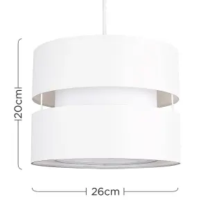 ValueLights Sophia Modern 2 Tier Cream Cylinder Ceiling Pendant Light Shade