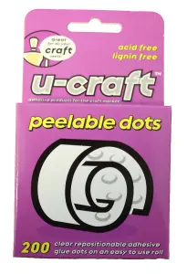 U-Craft Craft Adhesive Dots Peelable Removable 10mm On A Roll Pack of 200 (12 packs)