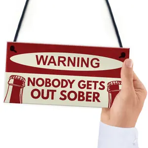 Red Ocean Nobody Gets Out Sober Sign Funny Bar Sign For Home Man Cave Pub Decor Gift For Men  Gifts