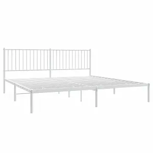 Berkfield Metal Bed Frame with Headboard White 200x200 cm