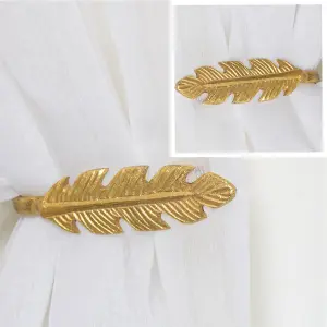 Melody Maison Pair of Gold Feather Curtain Holdbacks