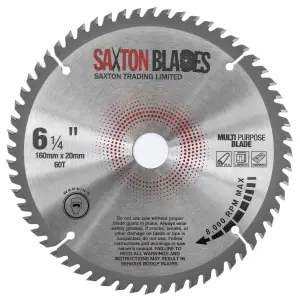 Saxton TCT Laminate Hardwood Aluminium Circular Saw Blade 160mm x 60Teeth x 20mm Bore (16mm ring)