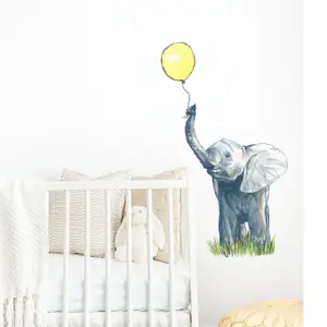 Elle Elephant with yellow balloon Wall Sticker