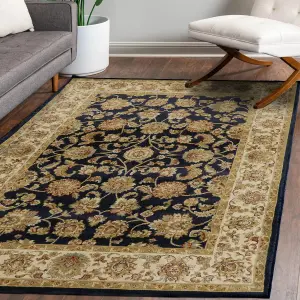 Kendra Navy Traditional Small Rug, (L)140cm x (W)80cm