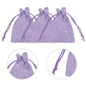 Neel Blue Set of 10pcs Burlap Gift Bag with Drawstring Small Candy Bags, Purple - 7x9cm