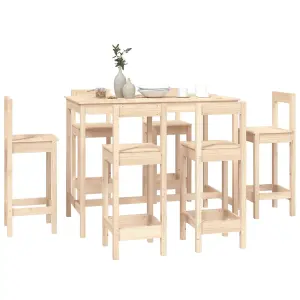 Berkfield 7 Piece Bar Set Solid Wood Pine