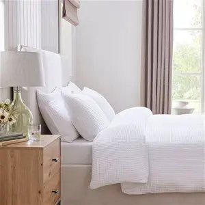 DUSK Portofino 200 Thread Count Waffle Duvet Cover - Cotton - White - Single