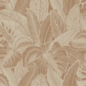 Holden Décor Sketch Palm Terracotta Smooth Wallpaper