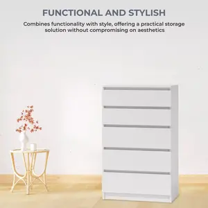 Helen 5 Drawer 70cm W Chest of Drawers White