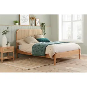 Birlea Margot Double Rattan Bed Oak