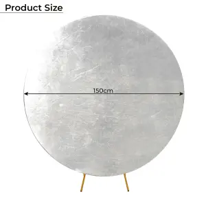 Round Polyester Spandex Arch Stand Backdrop Cover Garden Arbors Cover, Shiny Silver - 150cm