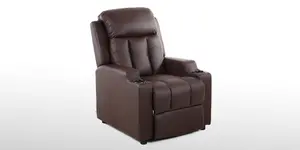 Studio Leather Recliner W Drink Holders Armchair Sofa Chair Cinema Gaming (Brown)