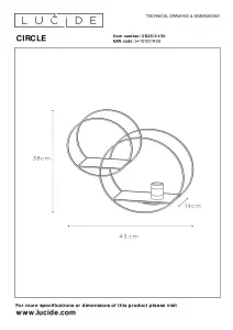 Lucide Circle Retro Wall Light - 1xE27 - Black