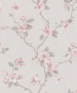 Galerie Palazzo Pink Dogwood Floral Embossed Wallpaper