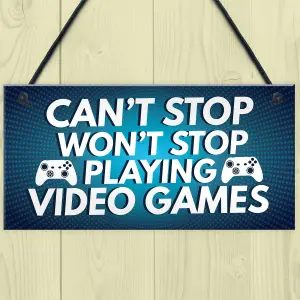 Gaming Sign Retro Hanging Plaque For Boys Bedroom Man Cave Sign Gift For Gamer