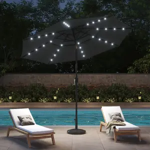 3-Tier Umbrella with Solar Lights and Concrete-Filled Patio Umbrella Stand