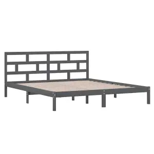 Berkfield Bed Frame Grey Solid Wood 135x190 cm 4FT6 Double