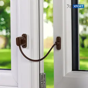 XFORT 4 Pack Viper Thumbturn Locking Cable Window Restrictor in Brown