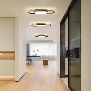 Garwarm Flush Mount Ceiling Lights Dimmable Black LED Ceiling Lamp with Remote Control Acrylic Linear Ceiling Lighting