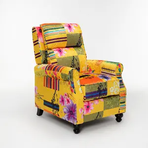 Fabric Gold Patchwork Mary Manual Recliner Chair