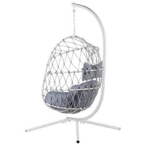 Hanging Chair with Stand ADRIA Fabric White