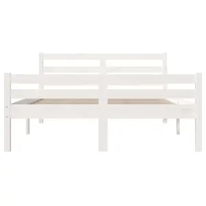 Berkfield Bed Frame White Solid Wood 135x190 cm Double