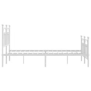 Berkfield Metal Bed Frame with Headboard and Footboard White 150x200 cm