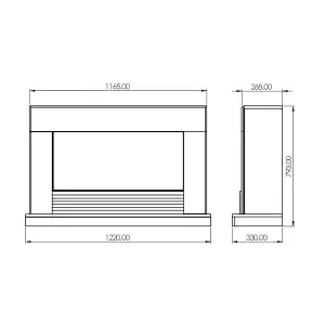 Suncrest Raby White MDF & stainless steel Freestanding Electric fire suite