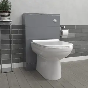 Nes Home Howard Modern 500mm Back To Wall Toilet with WC Bathroom Steel Grey