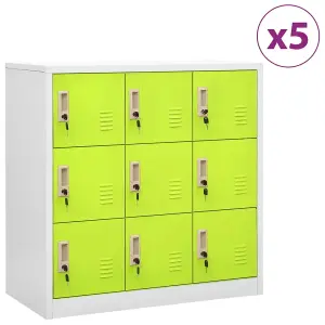 Berkfield Locker Cabinets 5 pcs Light Grey and Green 90x45x92.5 cm Steel