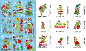 154 PCS Grinch Merry PVC Christmas Window Stickers