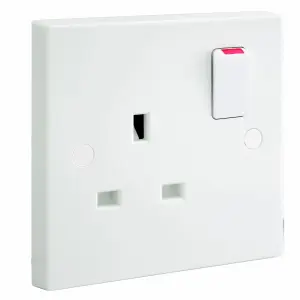 BG Single 13A Gloss White Socket 2 poles