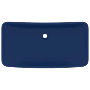 Berkfield Luxury Basin Rectangular Matt Dark Blue 71x38 cm Ceramic