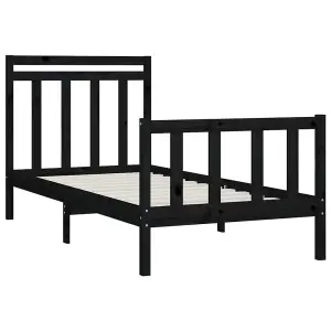 Berkfield Bed Frame Black Solid Wood Pine 100x200 cm