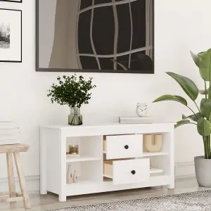 Berkfield TV Cabinet White 103x36.5x52 cm Solid Wood Pine