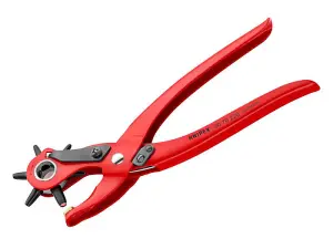 Knipex 220mm Revolving Punch Pliers for Leather and Textiles with 6 Punch Sizes