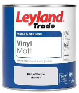 Leyland Trade Vinyl Matt Walls & Ceilings Emulsion Paint Hint of Purple (PPG1178-1) 1L