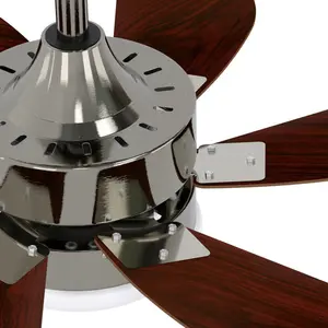 Alisha-Ann 75cm Ceiling Fan with Light Kit Chrome with Walnut Blades