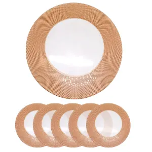 Neel Blue Charger Plates for Table Decoration - Checkered Rose Gold - Pack of 6