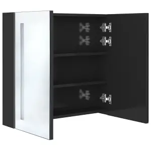 Berkfield LED Bathroom Mirror Cabinet Shining Black 62x14x60 cm