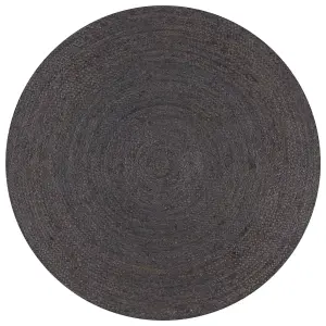 Handmade Rug Jute Round 120 cm Dark Grey